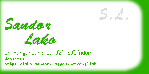 sandor lako business card